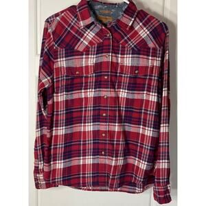 Jachs Girlfriend Plaid Western Long sleeve Flannel Pearl Snap Cowgirl Top S
